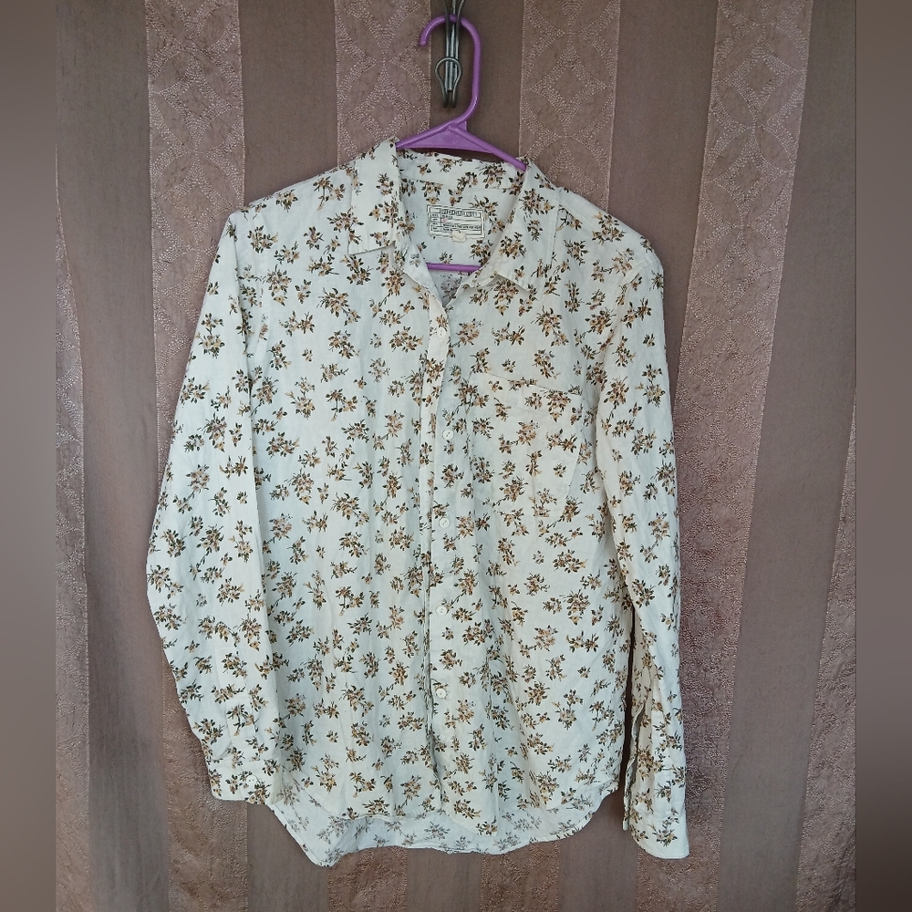 💎 Current/Elliot Women's Top Long Sleeve Button Down Floral Shirt #0009